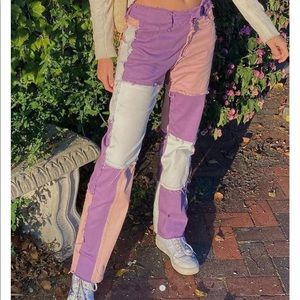 Pastel patchwork boyfriend jeans